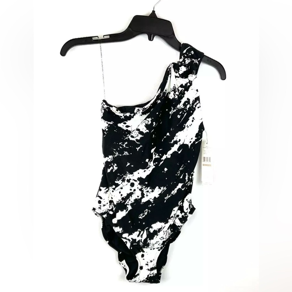 Carmen Marc Valvo Women’s One Shoulder Black/White One Piece Swimsuit Size 12